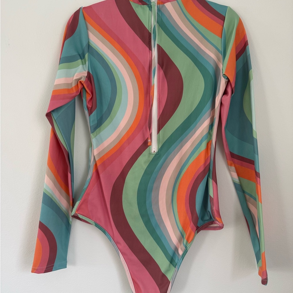 Hurley Multicolor Wave Pattern One Piece Swimsuit - image 2